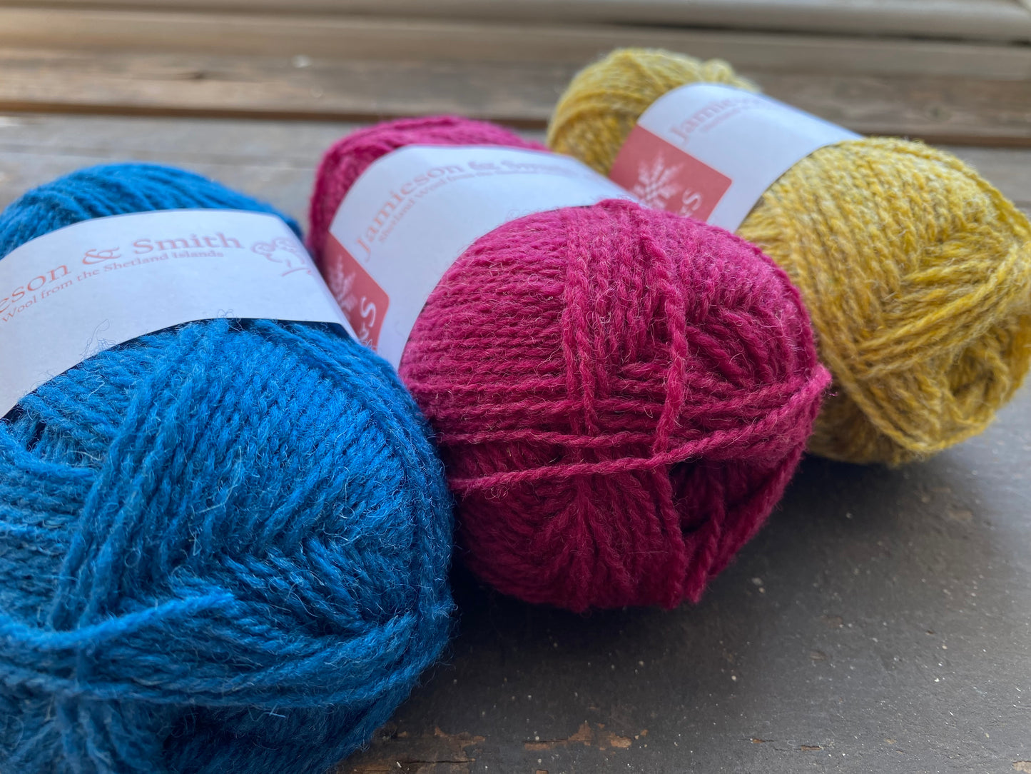Large, Mini and Bookmark Loom with three 25g Jamieson & Smith Shetland Wool