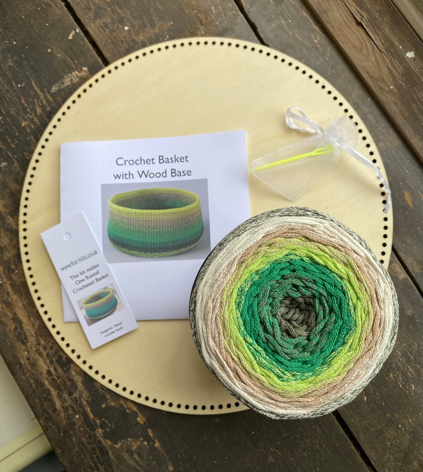 Large multi coloured crochet basket