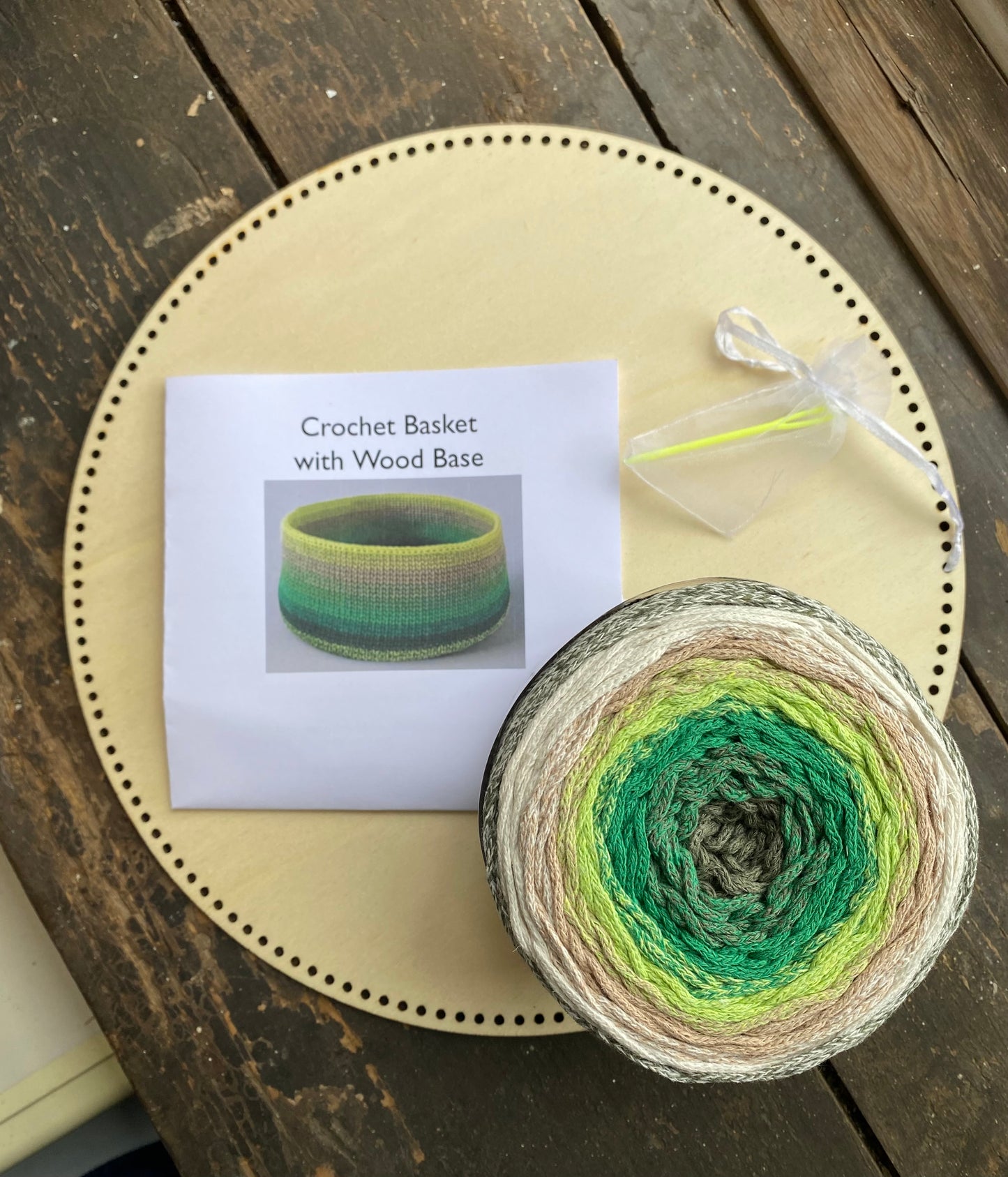 Large multi coloured crochet basket