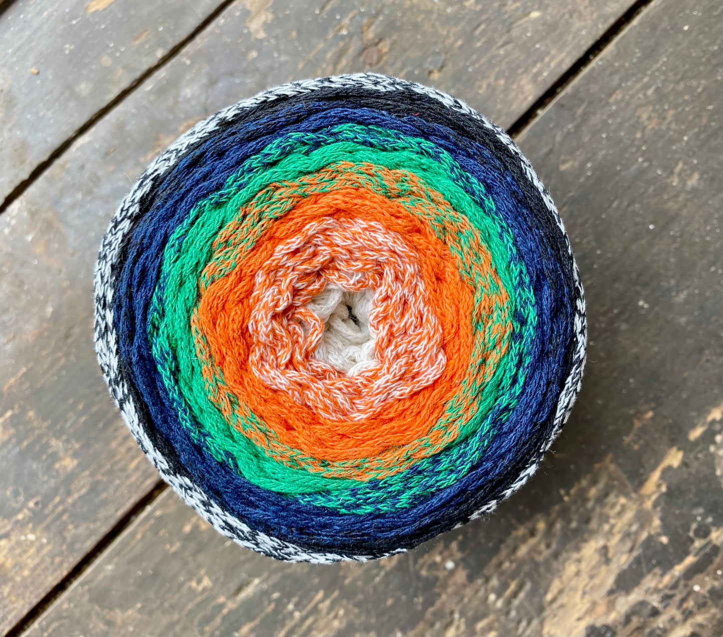 Large multi coloured crochet basket