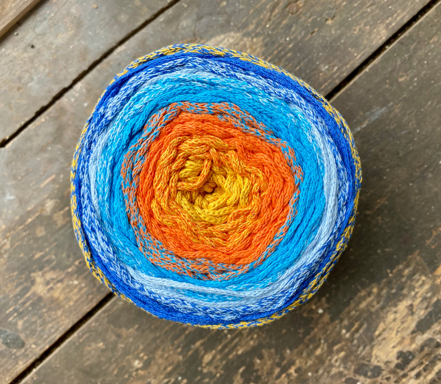 Large multi coloured crochet basket